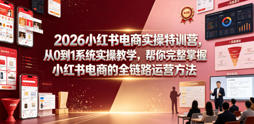 2026小红书电商实操特训营,从0到1系统实操教学,帮你完整掌握小红书电商的全链路运营方法-老吴出海笔记