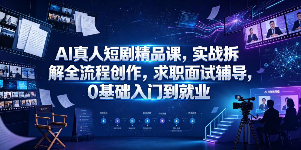 AI真人短剧精品课，实战拆解全流程创作，求职面试辅导，0基础入门到就业-老吴出海笔记