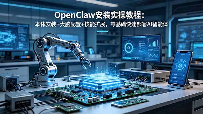 OpenClaw安装实操教程：本体安装+大脑配置+技能扩展，零基础快速部署AI智能体-老吴出海笔记