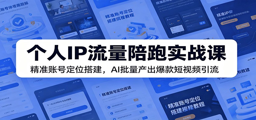 个人IP流量陪跑实战课:精准账号定位搭建,AI批量产出爆款短视频引流-老吴出海笔记