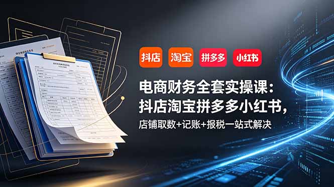 电商财务全套实操课：抖店淘宝拼多多小红书，店铺取数+记账+报税一站式解决-老吴出海笔记