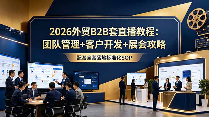 2026外贸B2B套直播教程：团队管理+客户开发+展会攻略，配套全套落地标准化SOP-老吴出海笔记