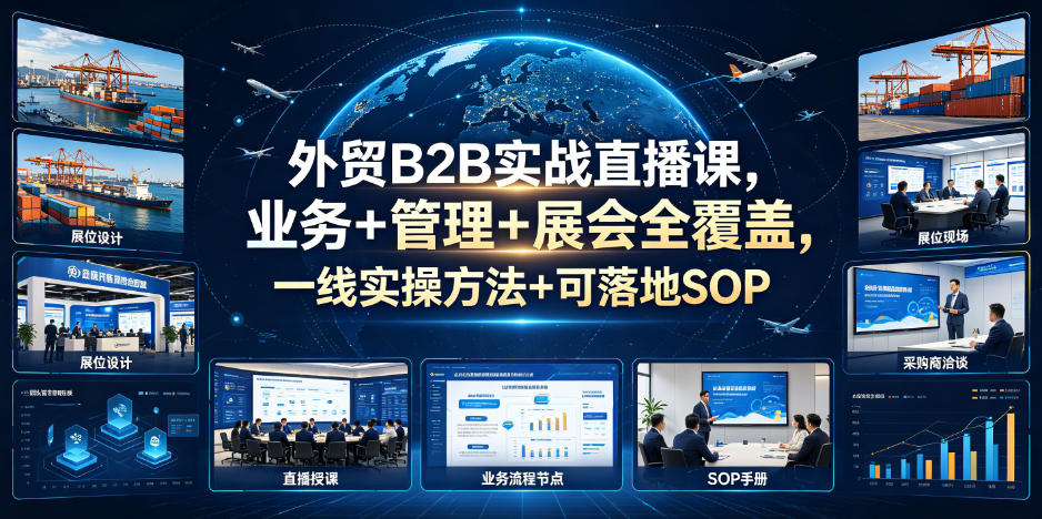 外贸B2B实战直播课,业务+管理+展会全覆盖,一线实操方法+可落地SOP-老吴出海笔记