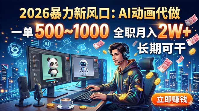 2026暴力新风口:AI动画代做,一单500~1000,全职月入2W+,长期可干-老吴出海笔记