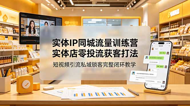实体IP同城流量训练营:实体店零投流获客打法,短视频引流私域锁客完整闭环教学-老吴出海笔记