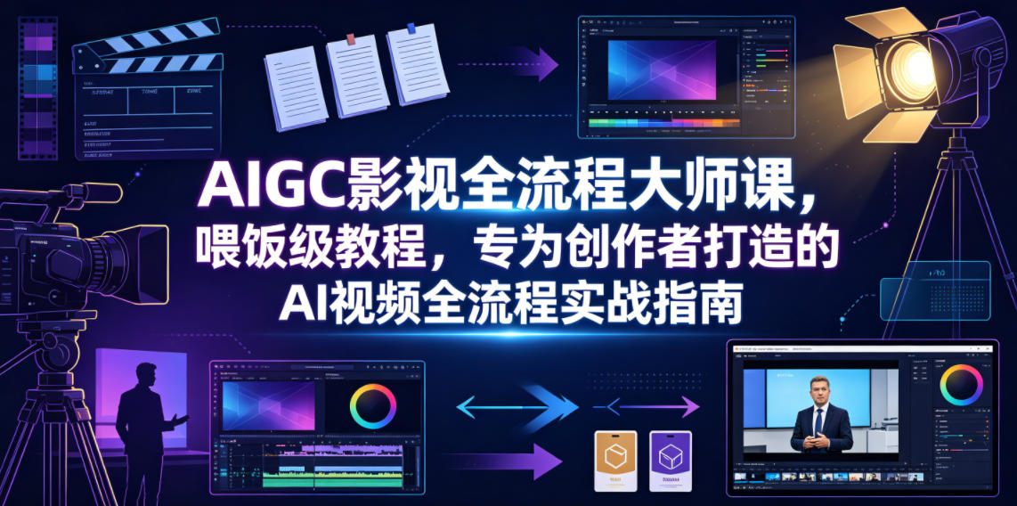 AIGC影视全流程大师课,喂饭级教程,专为创作者打造的AI视频全流程实战指南-老吴出海笔记
