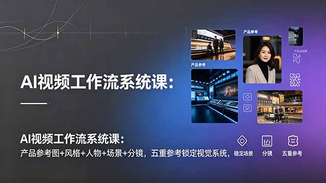 AI视频工作流系统课：产品参考图+风格+人物+场景+分镜，五重参考锁定视觉系统，稳定产出高质量视频-老吴出海笔记