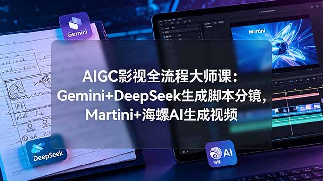 AIGC影视全流程大师课：Gemini+DeepSeek生成脚本分镜，Martini+海螺AI生成视频-老吴出海笔记