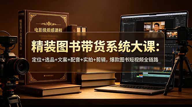 精装图书带货系统大课：定位+选品+文案+配音+实拍+剪辑，爆款图书短视频全链路-老吴出海笔记