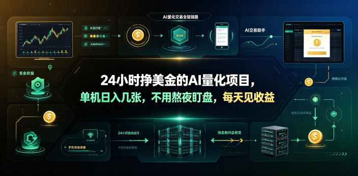 24小时挣美金的AI量化项目,单机日入几十美刀,不用熬夜盯盘,每天见收益【揭秘】-老吴出海笔记
