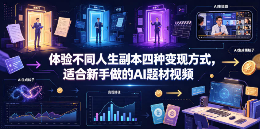 体验不同人生副本四种变现方式,适合新手做的AI题材视频-老吴出海笔记