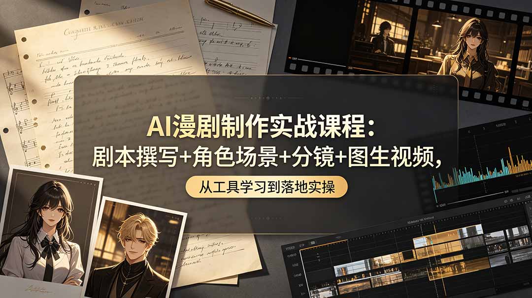 AI漫剧制作实战课程：剧本撰写+角色场景+分镜+图生视频，从工具学习到落地实操-老吴出海笔记