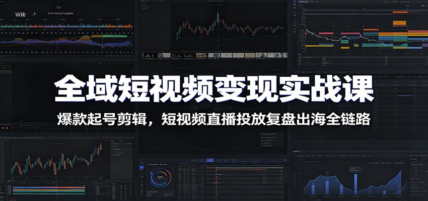 全域短视频变现实战课：爆款起号剪辑，短视频直播投放复盘出海全链路-老吴出海笔记
