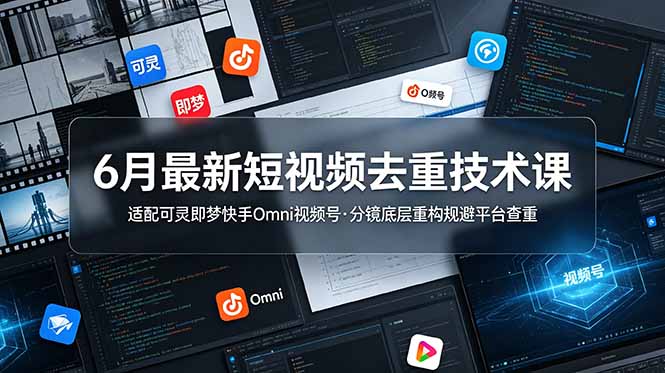 6月最新短视频去重技术课,适配可灵即梦快手Omni视频号,分镜底层重构规避平台查重-老吴出海笔记