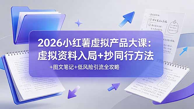 2026小红薯虚拟产品大课:虚拟资料入局+抄同行方法+图文笔记+低风险引流全攻略-老吴出海笔记