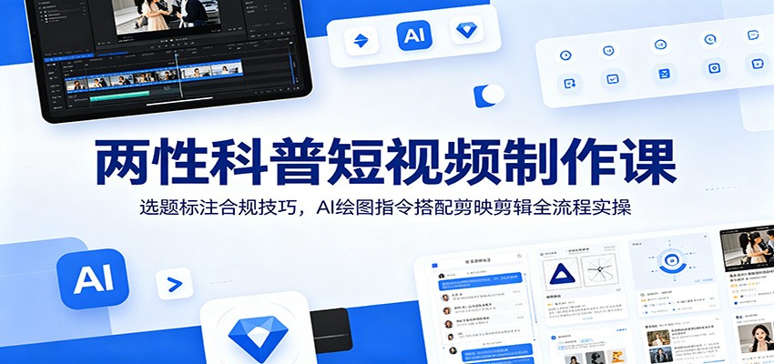 两性科普短视频制作课:选题标注合规技巧,AI绘图指令搭配剪映剪辑全流程实操-老吴出海笔记