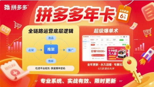 拼多多年卡,拼多多全链路运营底层逻辑,超级爆单术【更新26年6月】-老吴出海笔记
