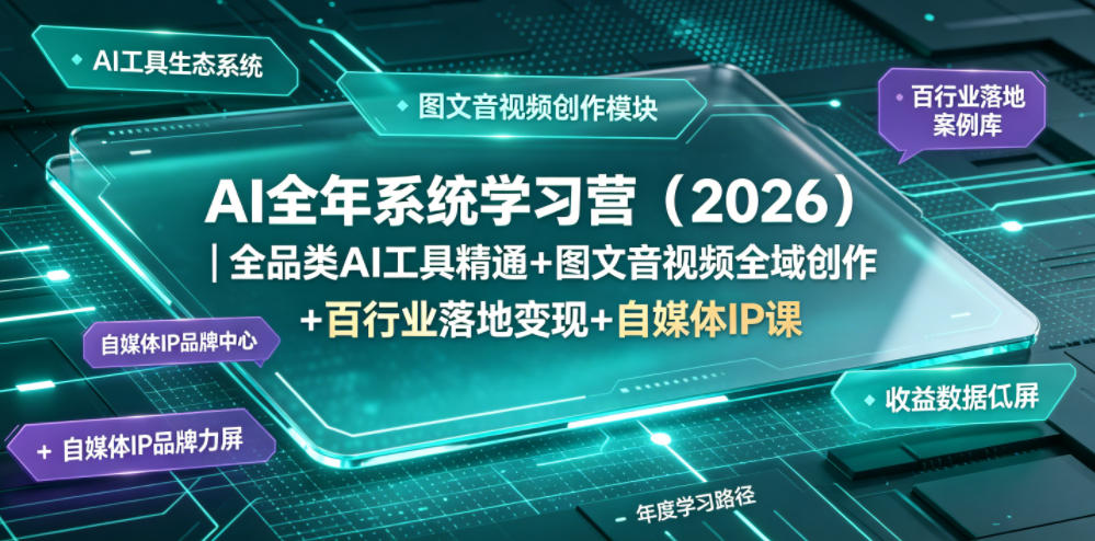 AI全年系统学习营(2026)|全品类AI工具精通+图文音视频全域创作+百行业落地变现+自媒体IP打造年度进阶大课-老吴出海笔记
