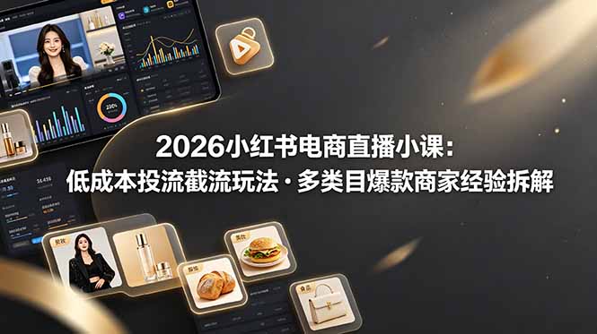 2026小红书电商直播小课，低成本投流截流玩法，多类目爆款商家经验完整拆解教学-老吴出海笔记