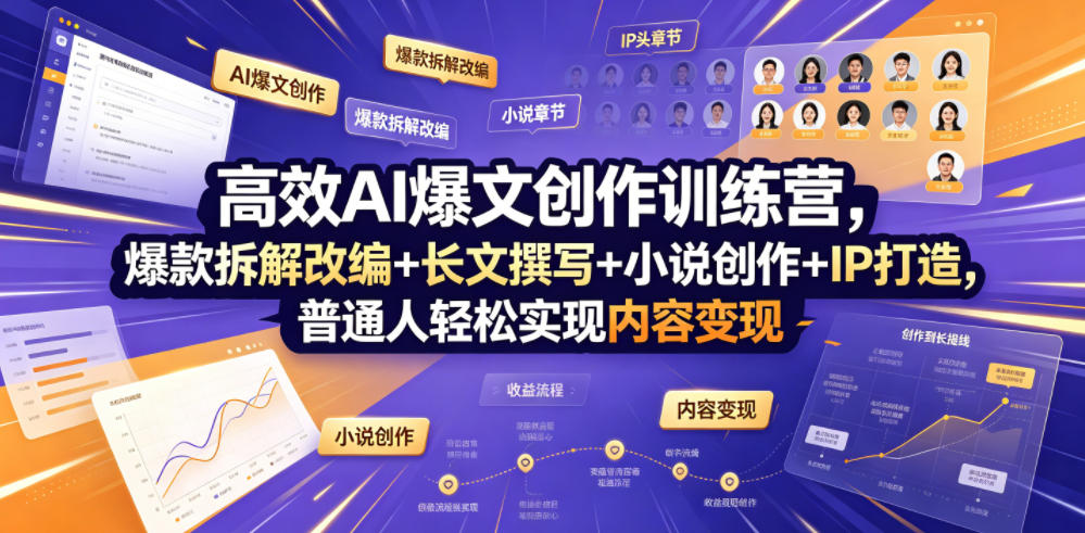 高效AI爆文创作训练营,爆款拆解改编+长文撰写+小说创作+IP打造,普通人轻松实现内容变现-老吴出海笔记