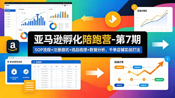 亚马逊孵化陪跑营-第7期:SOP流程+注册避坑+选品梳理+数据分析,千单店铺实战打法(更新0625-老吴出海笔记