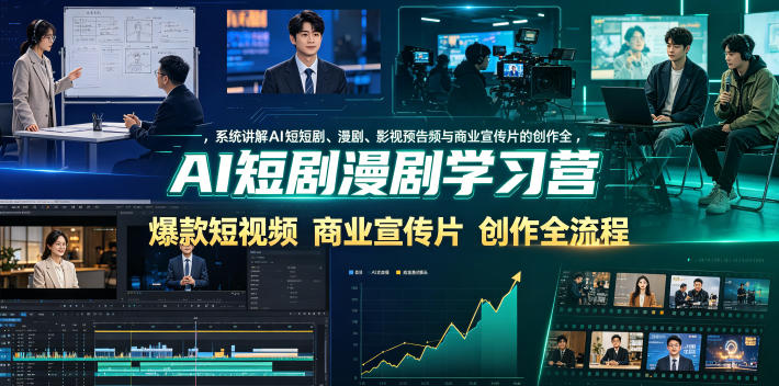 AI短剧漫剧学习营,系统讲解AI短剧、漫剧、影视预告片、爆款短视频与商业宣传片的创作全流程-老吴出海笔记