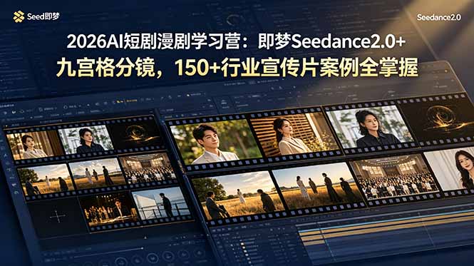 2026AI短剧漫剧学习营：即梦Seedance2.0+九宫格分镜，150+行业宣传片案例全掌握-老吴出海笔记