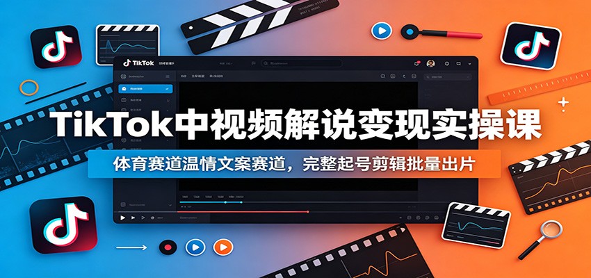 TikTok中视频解说变现实操课:体育赛道温情文案赛道,完整起号剪辑批量出片-老吴出海笔记