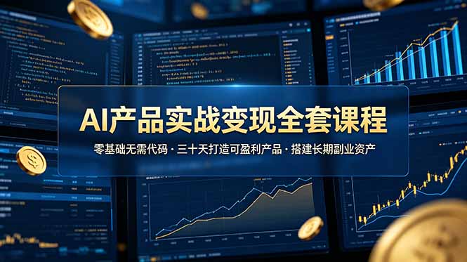 AI产品实战变现全套课程,零基础无需代码,三十天打造可盈利产品搭建长期副业资产-老吴出海笔记