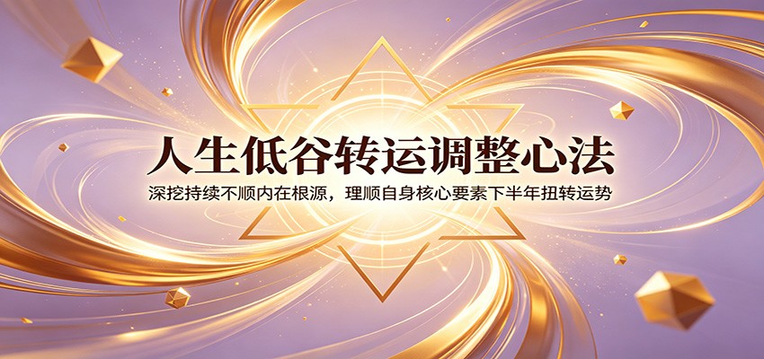 人生低谷转运调整心法:深挖持续不顺内在根源,理顺自身核心要素下半年扭转运势-老吴出海笔记