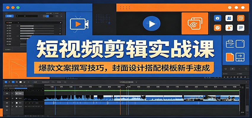 短视频剪辑实战课：爆款文案撰写技巧，封面设计搭配模板新手速成-老吴出海笔记