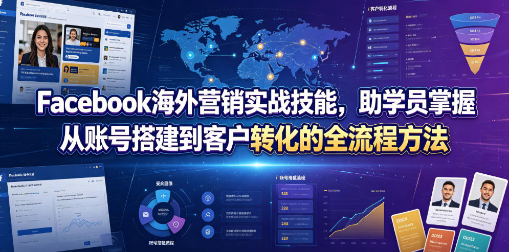 Facebook海外营销实战技能，助学员掌握从账号搭建到客户转化的全流程方法-老吴出海笔记