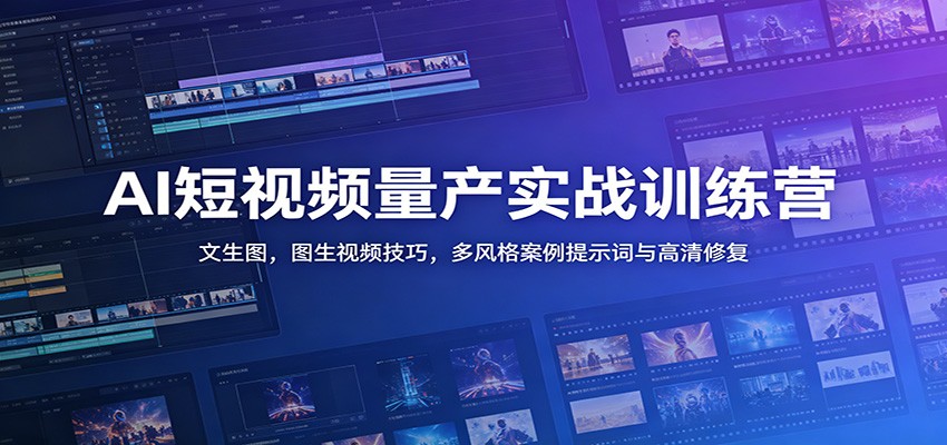 AI短视频量产实战训练营：文生图，图生视频技巧，多风格案例提示词与高清修复-老吴出海笔记