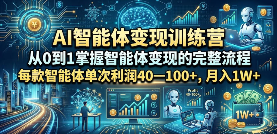 AI智能体变现训练营，从0到1掌握智能体变现的完整流程，每款智能体单次利润40—100+，月入1W+-老吴出海笔记