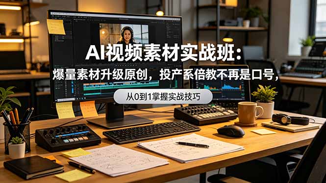 AI视频素材实战班:爆量素材升级原创,投产翻倍不再是口号,0-1系统教学实战落地-老吴出海笔记