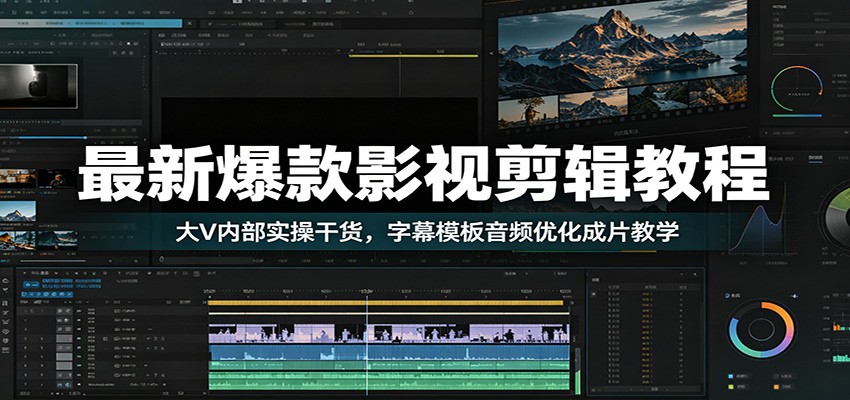 最新爆款影视剪辑教程：大V内部实操干货，字幕模板音频优化成片教学-老吴出海笔记