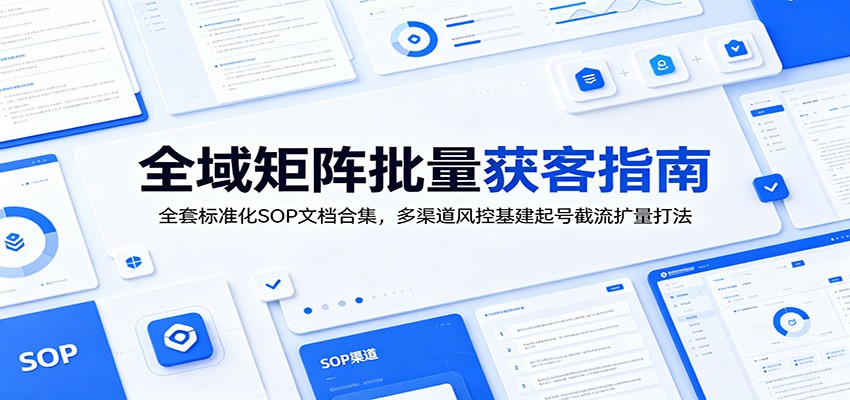 全域矩阵批量获客指南：全套标准化SOP文档合集，多渠道风控基建起号截流扩量打法-老吴出海笔记