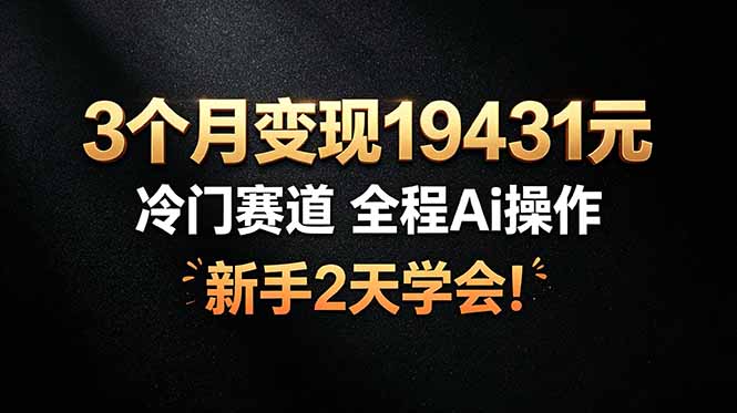 3个月变现19431元,冷门赛道 全程Ai操作,新手2天学会!-老吴出海笔记