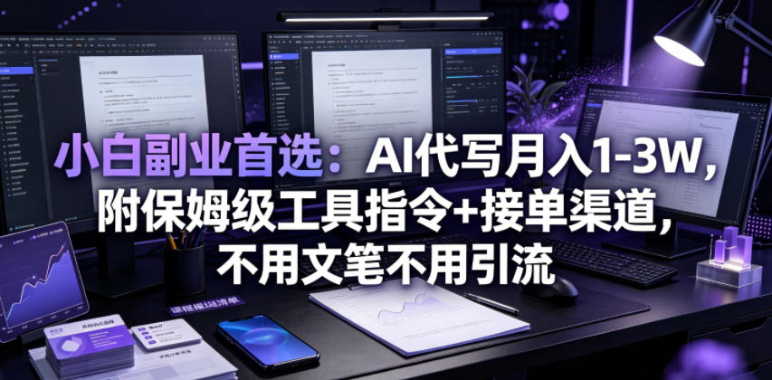 小白副业首选:AI代写月入1-3W,附保姆级工具指令+接单渠道,不用文笔不用引流【揭秘】-老吴出海笔记