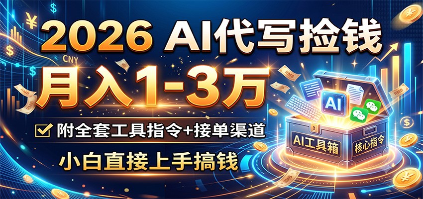 2026 AI代写捡钱,月入1-3万,附全套工具指令+接单渠道,小白直接上手搞钱-老吴出海笔记