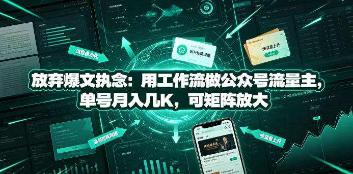 放弃爆文执念：用工作流做公众号流量主，单号月入几K，可矩阵放大-老吴出海笔记