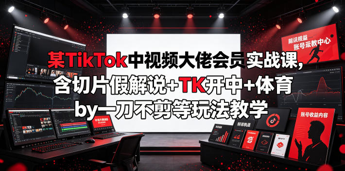 某TikTok中视频大佬会员实战课，含切片假解说+TK开中+体育by一刀不剪等玩法教学-老吴出海笔记
