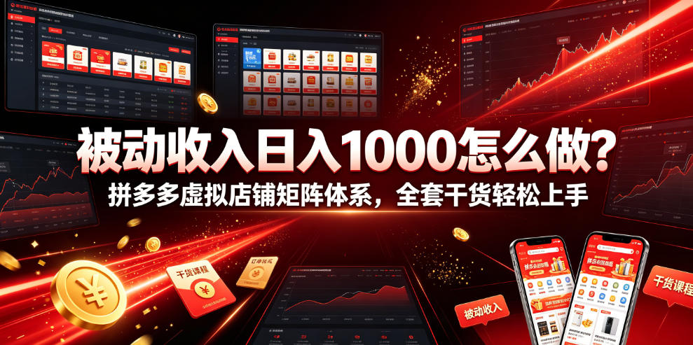 被动收入日入1000怎么做?拼多多虚拟店铺矩阵体系,全套干货轻松上手【揭秘】-老吴出海笔记