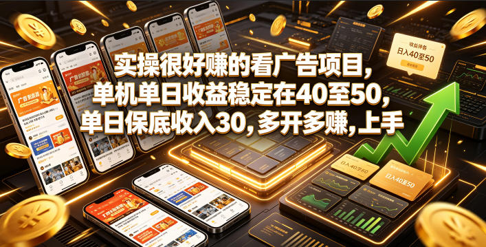 实操很好賺的看广告项目，单机单日收益稳定在40至50，单日保底收入30，多开多賺，上手就能变现【揭秘】-老吴出海笔记