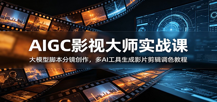 AIGC影视大师实战课:大模型脚本分镜创作,多AI工具生成影片剪辑调色教程-老吴出海笔记