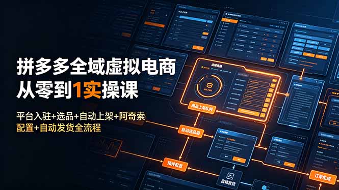 拼多多全域虚拟电商从零到1实操课:平台入驻+选品+自动上架+阿奇索配置+自动发货全流程-老吴出海笔记