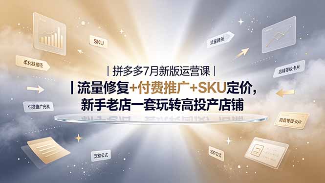 2026拼多多掘金运营私教大课-7月,流量推广定价申诉全覆盖,一套打法稳定店铺长期出单-老吴出海笔记