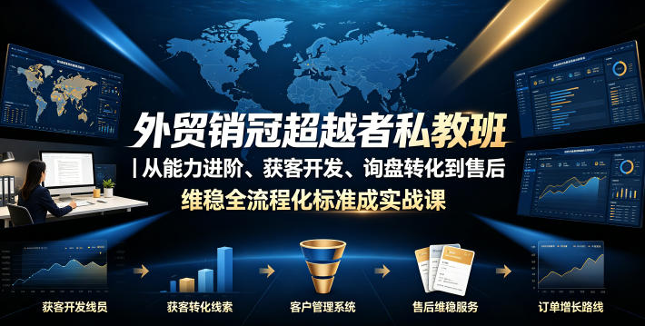 外贸销冠超越者私教班|从能力进阶、获客开发、询盘转化到售后维稳全流程标准化成交实战课-老吴出海笔记