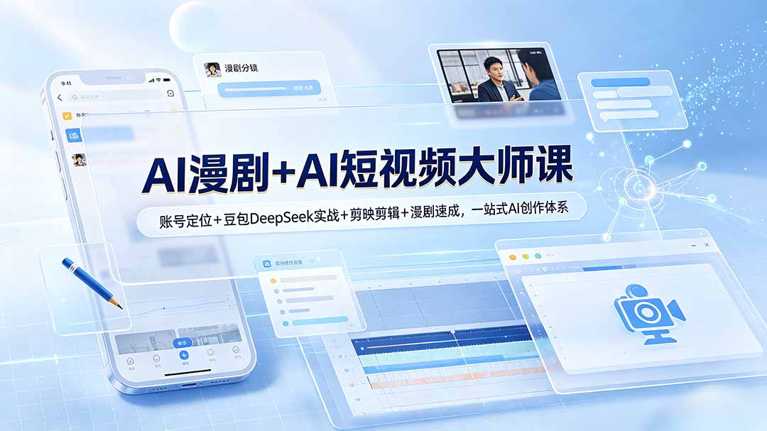 AI漫剧+AI短视频大师课:账号定位+豆包DeepSeek实战+剪映剪辑+漫剧速成,一站式AI创作体系-老吴出海笔记