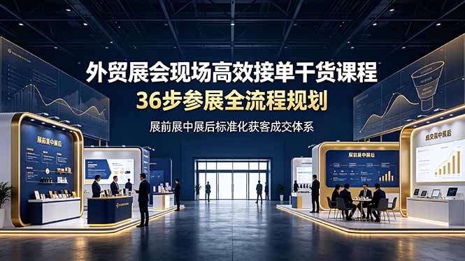 外贸展会现场高效接单干货课程，36步参展全流程规划，展前展中展后标准化获客成交体系-老吴出海笔记